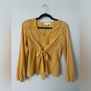 Love Tree Yellow Striped Long Sleeve Blouse Size Small
